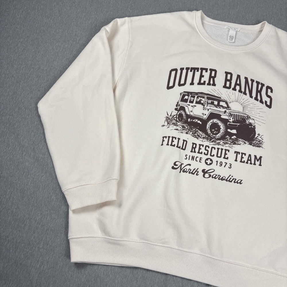 Full‎ Tilt Sweatshirt Cotton Poly  Size XL Cream w/ Brown Outer Banks logo - Picture 2 of 12